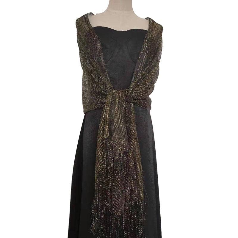 Foulard brillant femme - 14:200004889#black golden - L'Atelier du Foulard