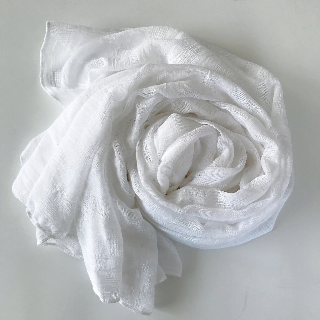 Foulard en coton homme uni - 14:29#white - L'Atelier du Foulard