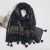 Foulard en coton noir et or - 14:29#XB100-01 - L'Atelier du Foulard