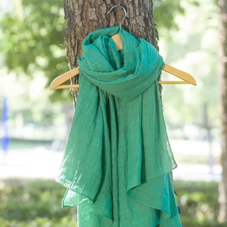 Foulard en coton uni grande taille - 14:200885715#Green - L'Atelier du Foulard