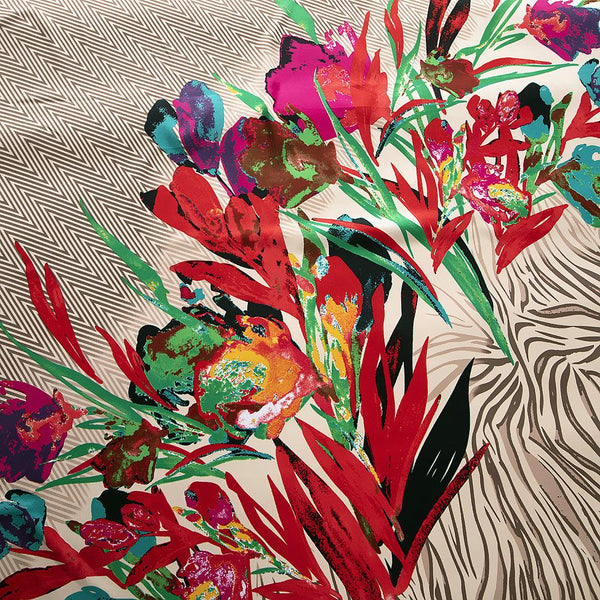Foulard en soie imprimé floral - 14:173#1 - L'Atelier du Foulard