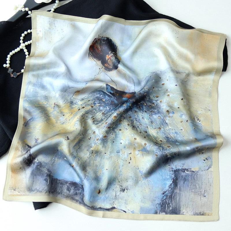Foulard en soie naturelle motif danseuse étoile - 14:771;5:200003528#natural silk 53x53cm - L'Atelier du Foulard