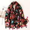 Foulard noir motif abstrait multicolore en coton - 14:202530813#2 - L'Atelier du Foulard
