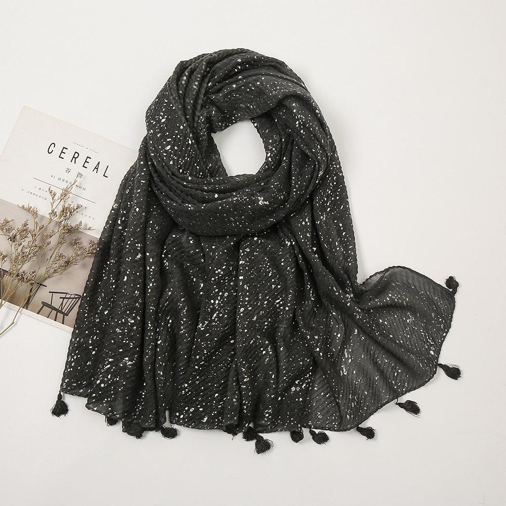 Foulard paillettes argentées - 14:200001438#YW143-13;5:200003528#180-90 - L'Atelier du Foulard