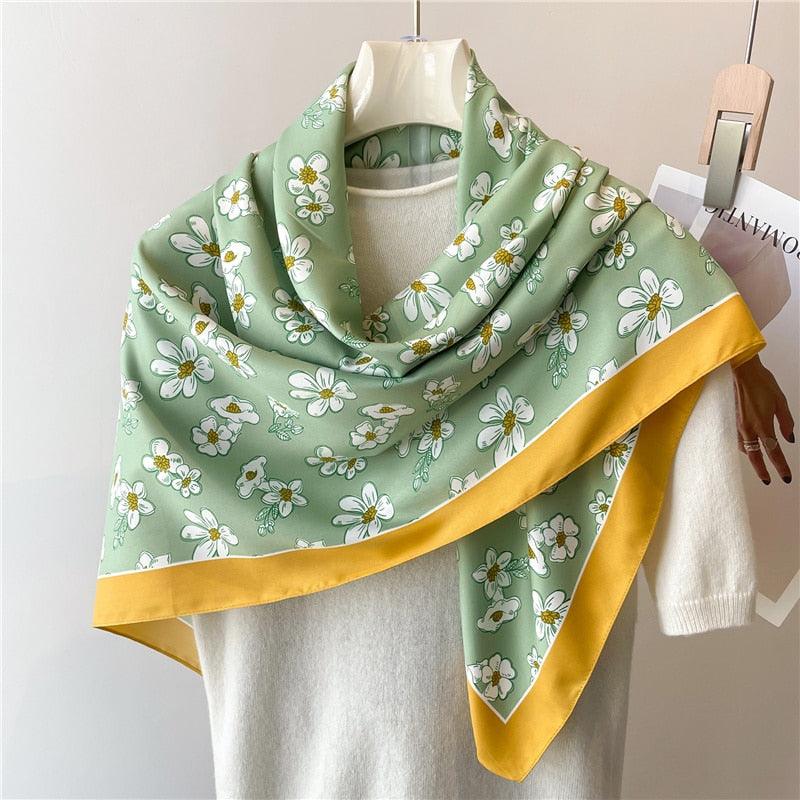 Foulard sergé fleuri vintage - 14:201800840#FN105-2 - L'Atelier du Foulard