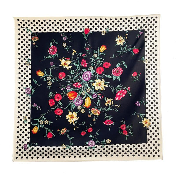Foulard sergé motif floral et pois - 14:200002130#FN102-3 - L'Atelier du Foulard