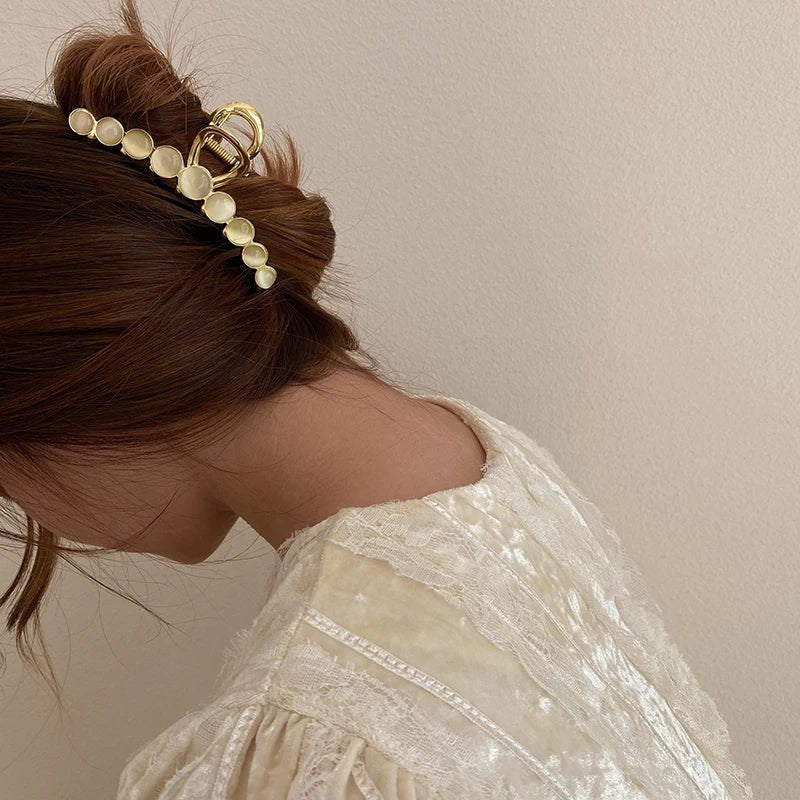 Pince Cheveux Dorée avec Opales Artificielles - - L'Atelier du Foulard