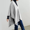Poncho élégant et décontracté uni avec bouton - 14:193;5:100014064 - L'Atelier du Foulard
