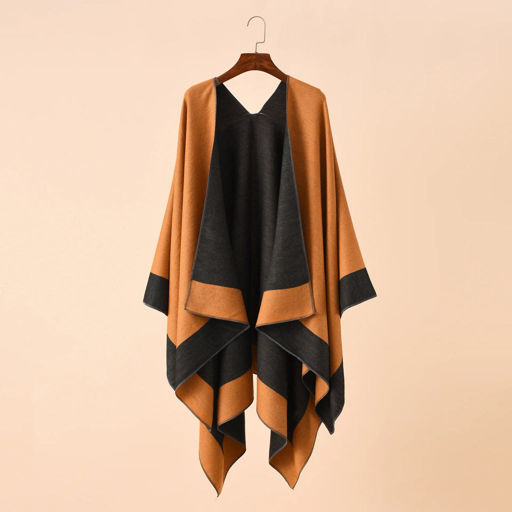 Poncho touché cachemire bicolore - 14:10#Same Color As Photo;5:200003528 - L'Atelier du Foulard