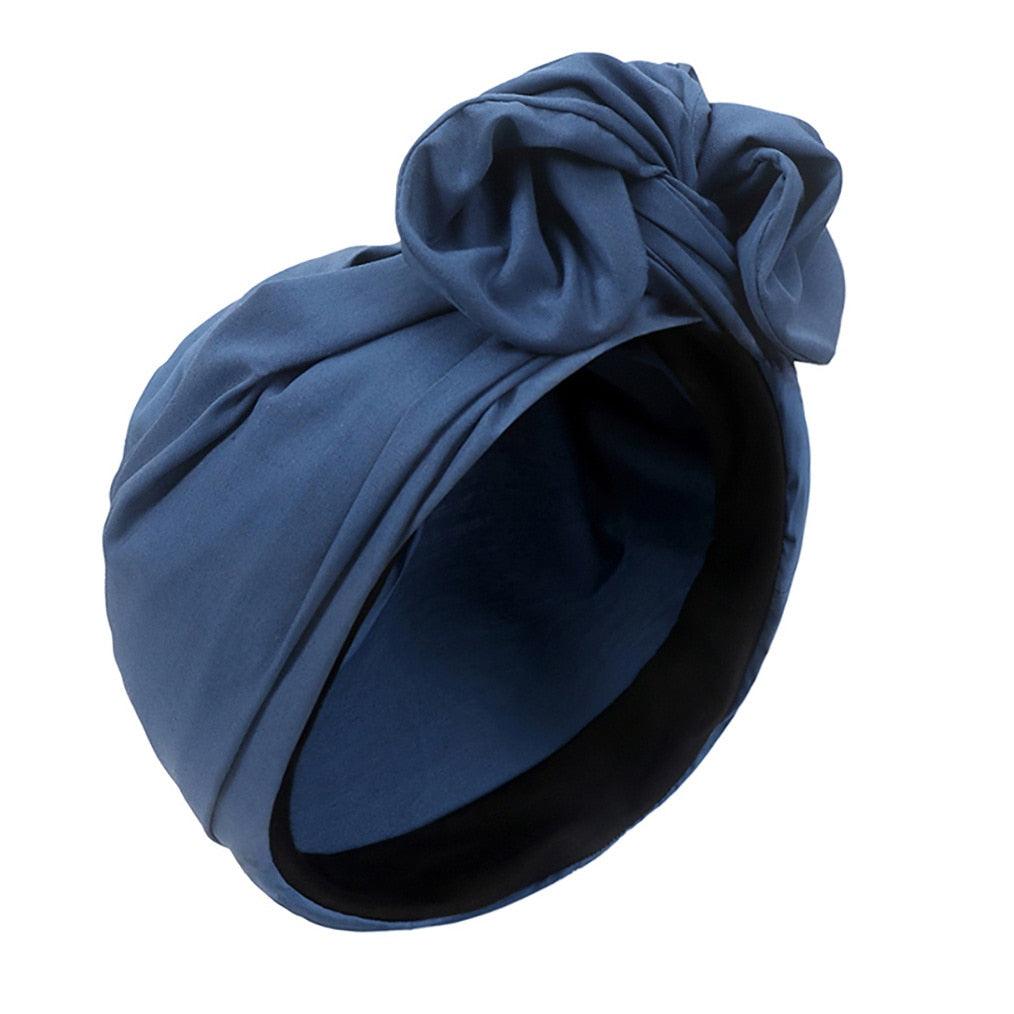 Turban rétro uni - 14:10#denim blue - L'Atelier du Foulard